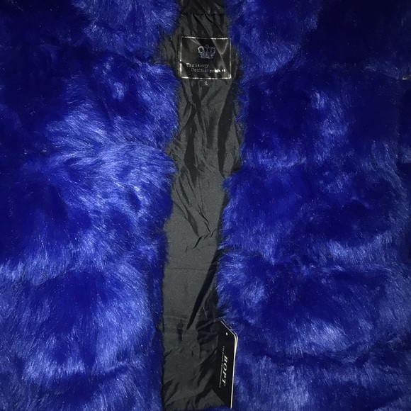 NEW Bopt the beauty optimal product faux fur blue coat size large - Picture 2 of 5